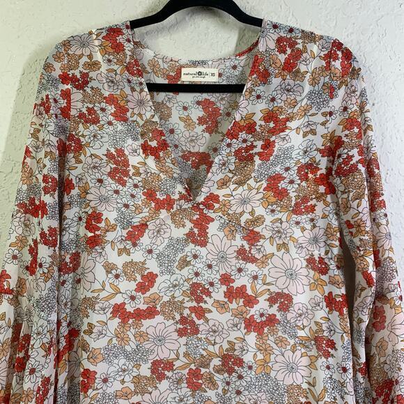 NATURAL LIFE Dress Maxi Boho V-Neck Flutter Sleeve Tiered Skirt Removable Slip - Picture 4 of 14